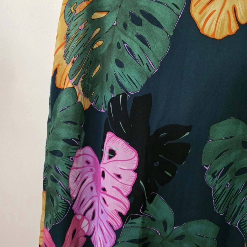 C&E Tropical Maxi Dress Spaghetti Strap Bright Botanical Vacation Resortwear XS - Picture 2 of 9